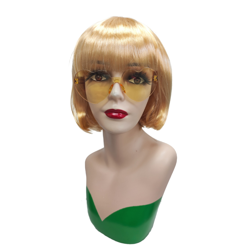 Perucă pentru păr scurt drept, tunsoare bob cu breton, pentru femei, material: mătase autohtonă