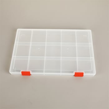 Πλαστικό κουτί αποθήκευσης με 15 θήκες και καπάκι, για μικρά αντικείμενα και αξεσουάρ κοσμημάτων