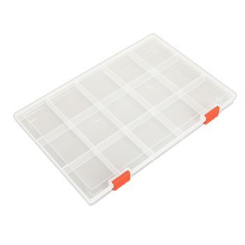 Πλαστικό κουτί αποθήκευσης με 15 θήκες και καπάκι, για μικρά αντικείμενα και αξεσουάρ κοσμημάτων