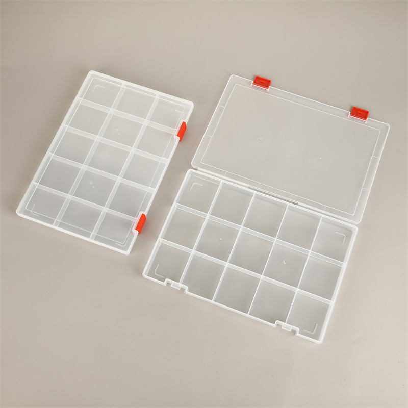 Πλαστικό κουτί αποθήκευσης με 15 θήκες και καπάκι, για μικρά αντικείμενα και αξεσουάρ κοσμημάτων