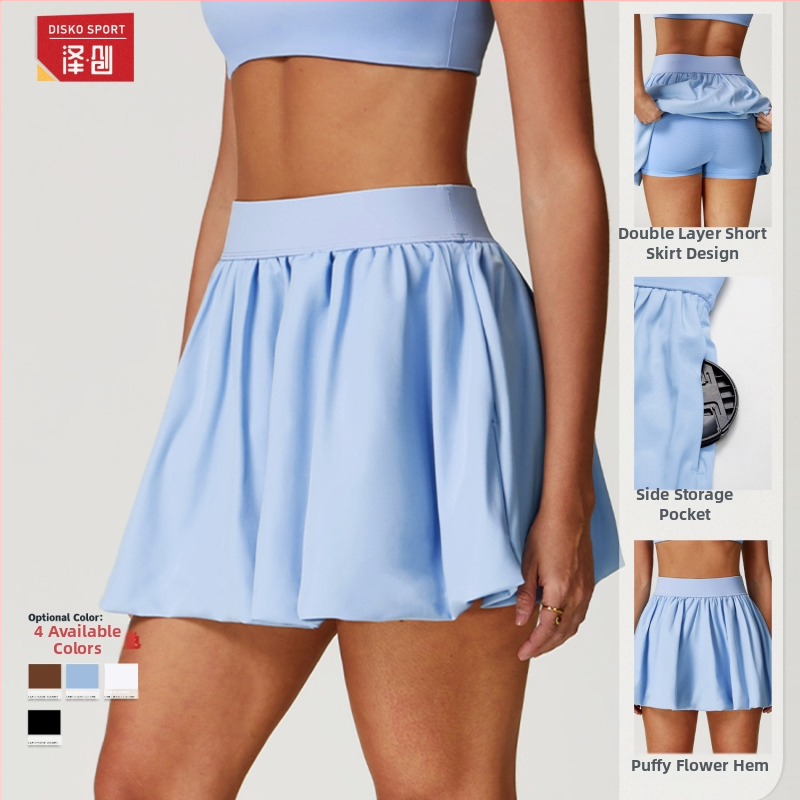 Ženská športová sukňa na rýchle sušenie s tkaninou so štyrmi smermi elasticity; 97% polyester, 3% elastán; podšívka nylon/spandex 78/22; sieťovinová podšívka; vrecko s klapkou; vhodná na beh, tenis, fitness