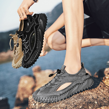 Sandale pentru bărbați din piele de porc, talpă din cauciuc — Primăvara 2025