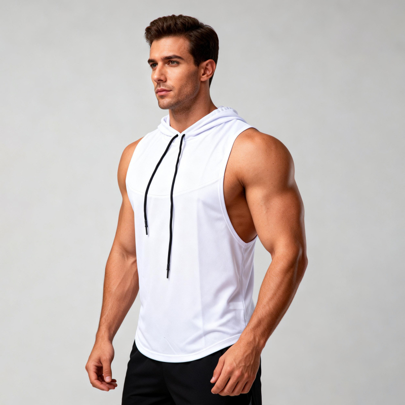 Vesta cu glugă pentru baschet bărbați – respirabilă, uscare rapidă, absorbție a umezelii, 100% poliester