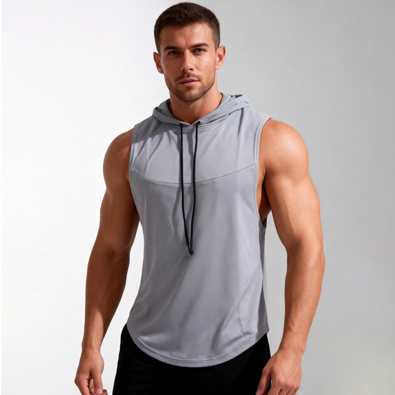 Vesta cu glugă pentru baschet bărbați – respirabilă, uscare rapidă, absorbție a umezelii, 100% poliester