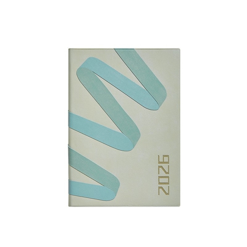 Notebook 2026: planificator zilnic pentru gestionarea timpului, legare pe linie, copertă PU, hârtie din pulpă de lemn brut, 80 g, 300–400 pagini.