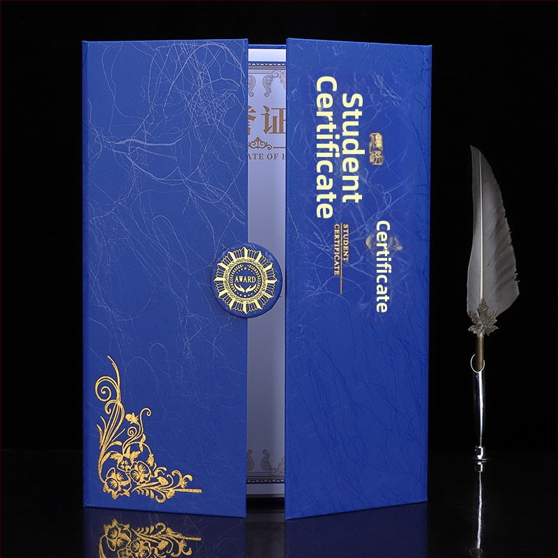Papírový obal na certifikát ocenenia New enterprise treasure pre študentov, učiteľov, civilných zamestnancov a zamestnancov spoločnosti