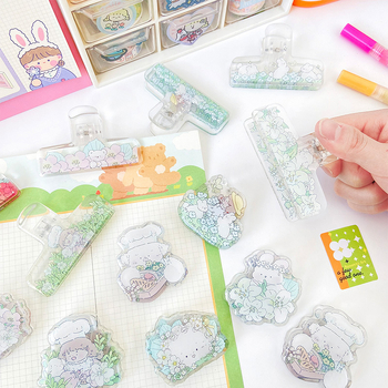 Marubeni Home Clip acrilic pentru planner – desen animat drăguț, design orizontal, clip pentru jurnal