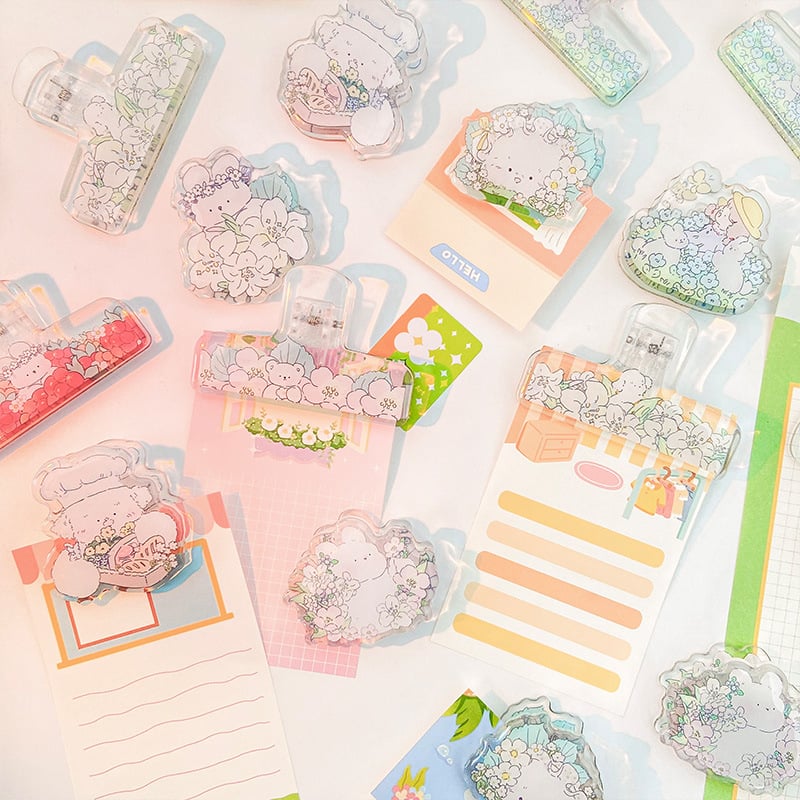 Marubeni Home Clip acrilic pentru planner – desen animat drăguț, design orizontal, clip pentru jurnal