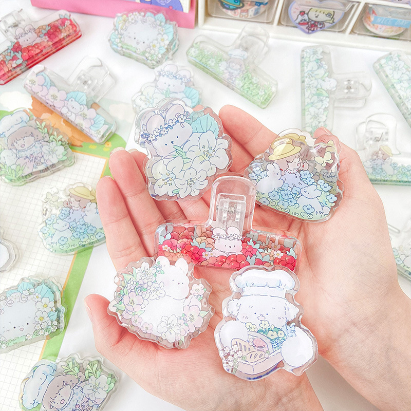 Marubeni Home Clip acrilic pentru planner – desen animat drăguț, design orizontal, clip pentru jurnal