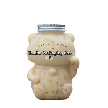 500 ml debelo prozirna PET plastična čaša za mliječni čaj, dekorativno piće s mačkom sreće Maneki-Neko, boca neobičnog oblika za sokove i hladna pića