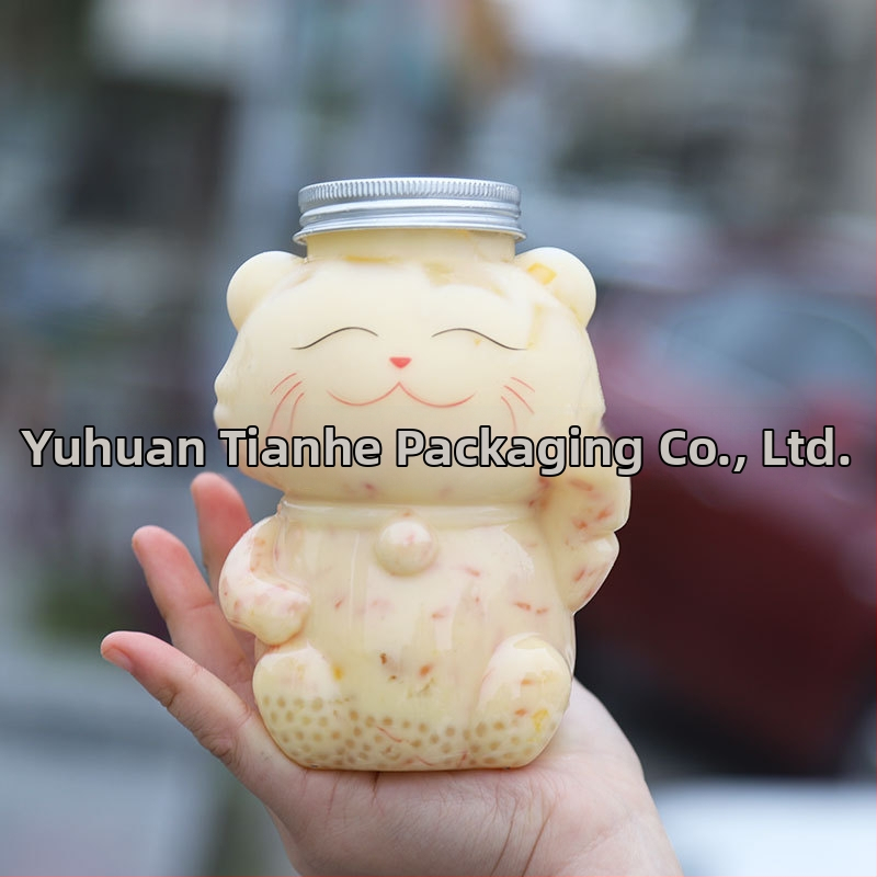 500 ml debelo prozirna PET plastična čaša za mliječni čaj, dekorativno piće s mačkom sreće Maneki-Neko, boca neobičnog oblika za sokove i hladna pića