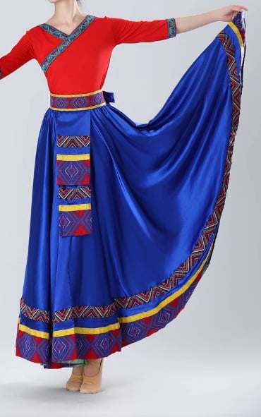 Suknja tibetanskog stila s velikim plisiranjem, umjetna svila, za etnički ples, zimska kolekcija 2025