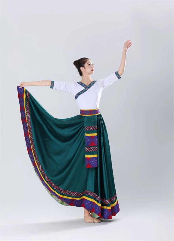 Suknja tibetanskog stila s velikim plisiranjem, umjetna svila, za etnički ples, zimska kolekcija 2025