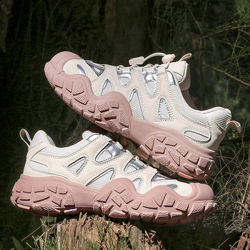 Încălțăminte de drumeție unisex, partea superioară din plasă și piele, talpă exterioară din cauciuc natural, talpă mijlocie din cauciuc, șireturi cu legare frontală, toc mic 1–3 cm