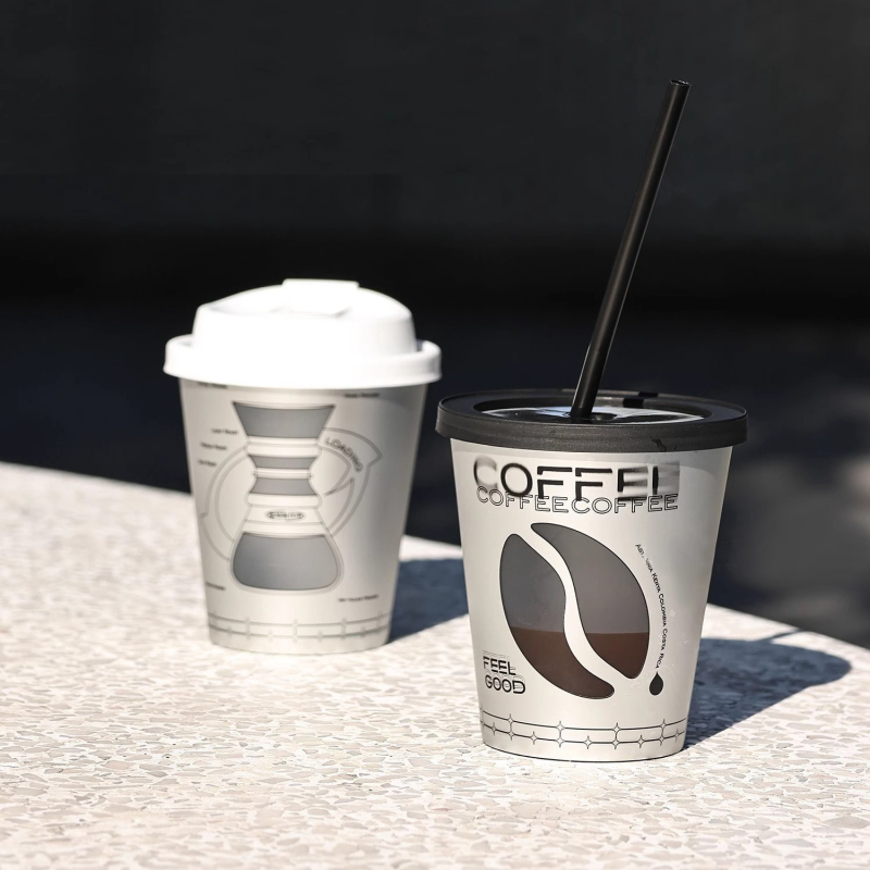 Jednokratna PP šalica za kavu s teksturiranim dizajnom influencer stila, 360 ml, pogodna za take-away pakiranje hladnih napitaka, mogućnost ispisa logotipa, nije mikrovalna prikladna