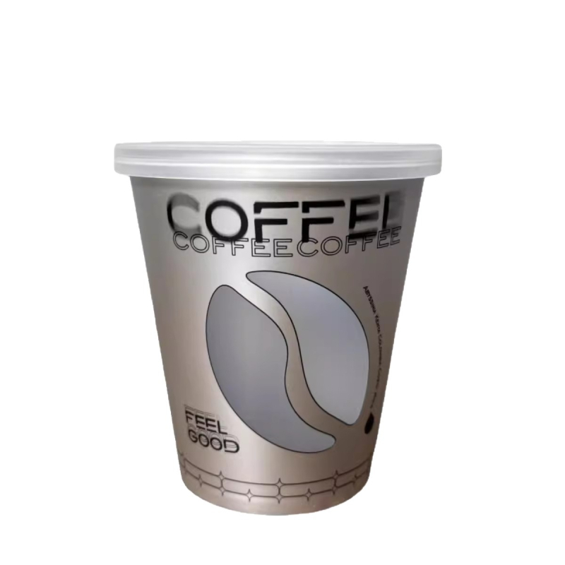 Jednokratna PP šalica za kavu s teksturiranim dizajnom influencer stila, 360 ml, pogodna za take-away pakiranje hladnih napitaka, mogućnost ispisa logotipa, nije mikrovalna prikladna