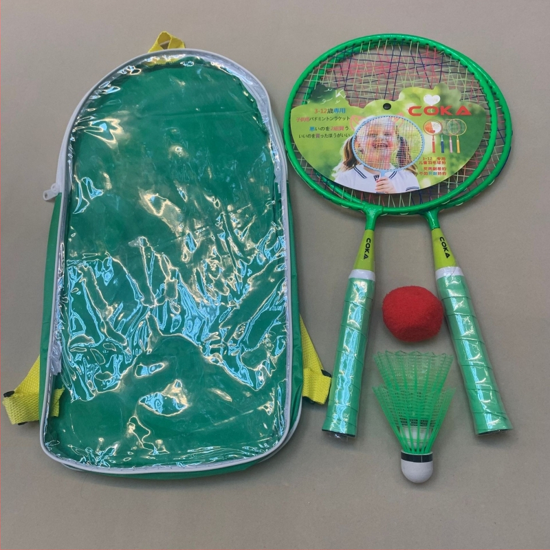 Set na bedminton pre deti s loptičkami, 2 rakety pre vek 3–5 rokov, hmotnosť 75–79 g, rukoväť G5, 3 loptičky