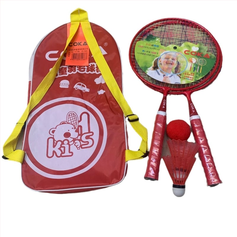 Set na bedminton pre deti s loptičkami, 2 rakety pre vek 3–5 rokov, hmotnosť 75–79 g, rukoväť G5, 3 loptičky