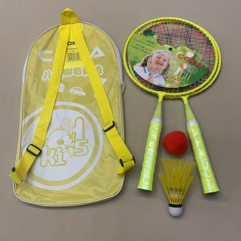 Set za badminton za djecu s loptama, 2 reketa za uzrast 3–5 godina, težina 75–79 g, drška G5, 3 loptice