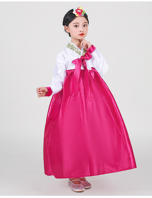 Dječji korejski plesni kostim za djevojčice, satenski materijal, 90% poliester, korejski stil, odjeća za nastupe za djecu