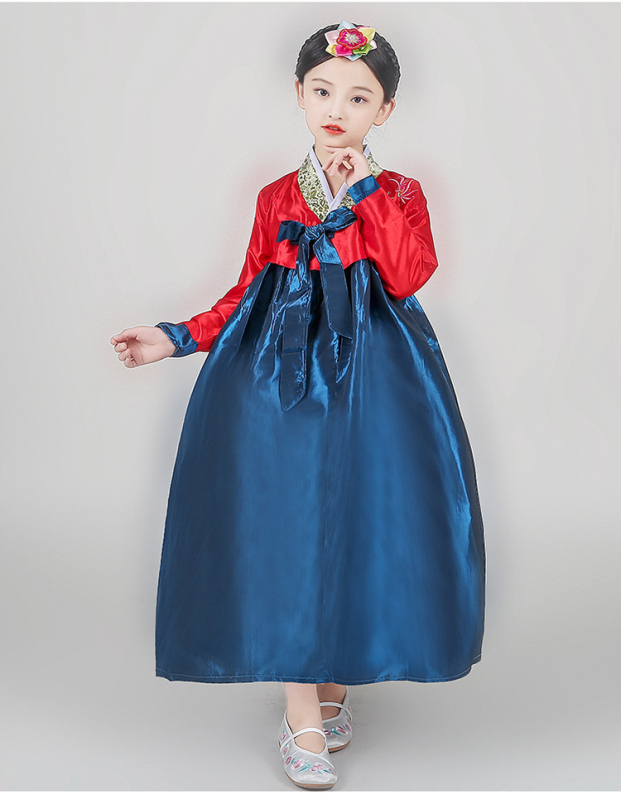 Dječji korejski plesni kostim za djevojčice, satenski materijal, 90% poliester, korejski stil, odjeća za nastupe za djecu