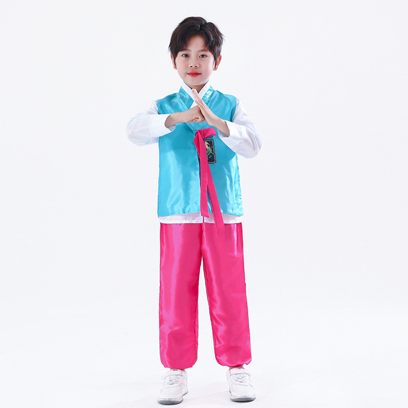 Dječji korejski plesni kostim za djevojčice, satenski materijal, 90% poliester, korejski stil, odjeća za nastupe za djecu