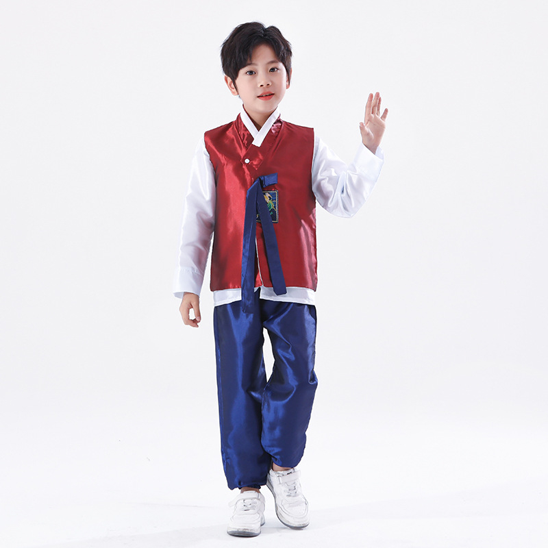 Dječji korejski plesni kostim za djevojčice, satenski materijal, 90% poliester, korejski stil, odjeća za nastupe za djecu