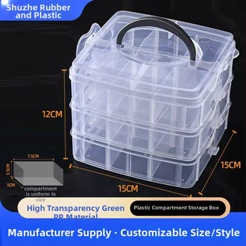 Trojvrstvová odnímateľná PP skladovacia skrinka s viečkom, prispôsobiteľná baliaca krabica pre elektronické komponenty a šperky