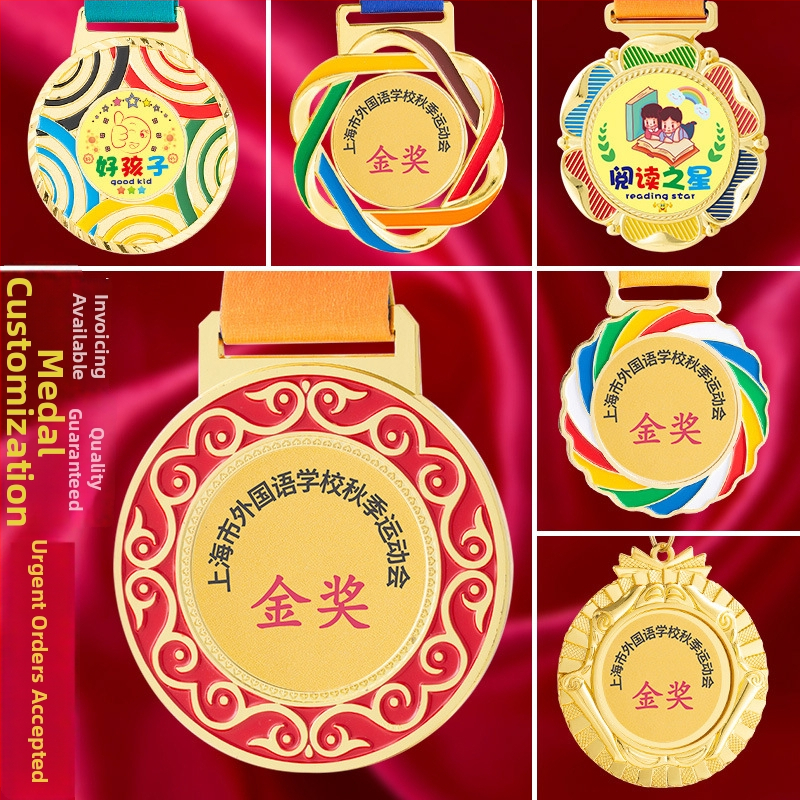 Medaila pre športové podujatia, prispôsobiteľná, zinková zliatina, potlačené logo, hmotnosť 30–70 g