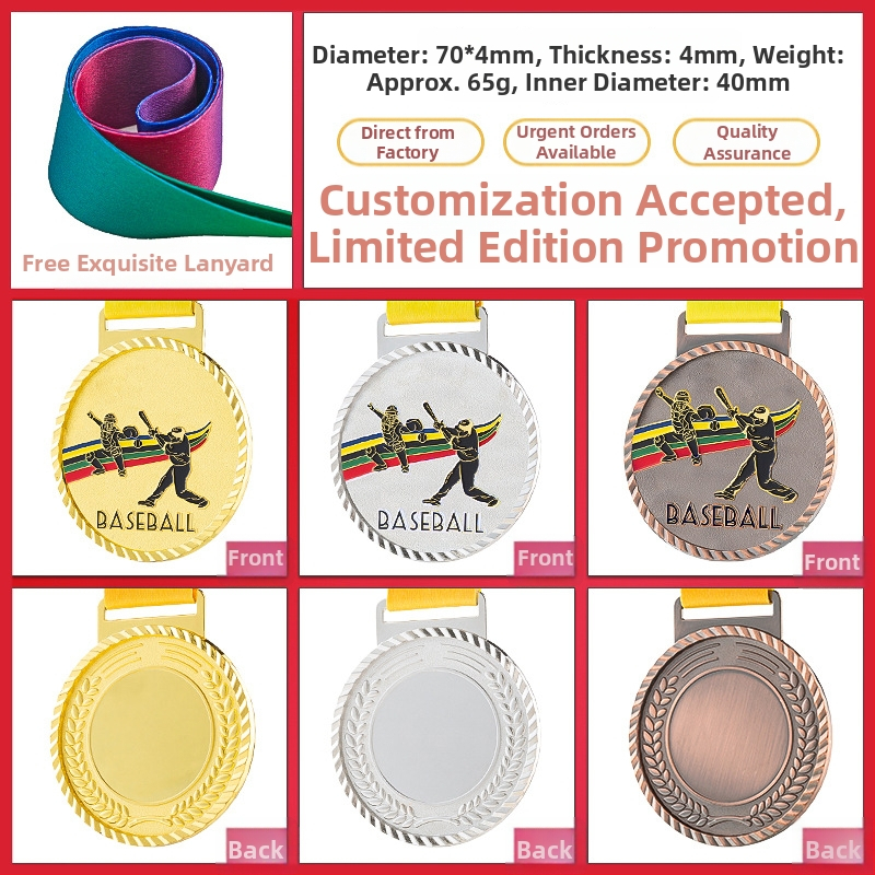 Medaila pre športové podujatia, prispôsobiteľná, zinková zliatina, potlačené logo, hmotnosť 30–70 g