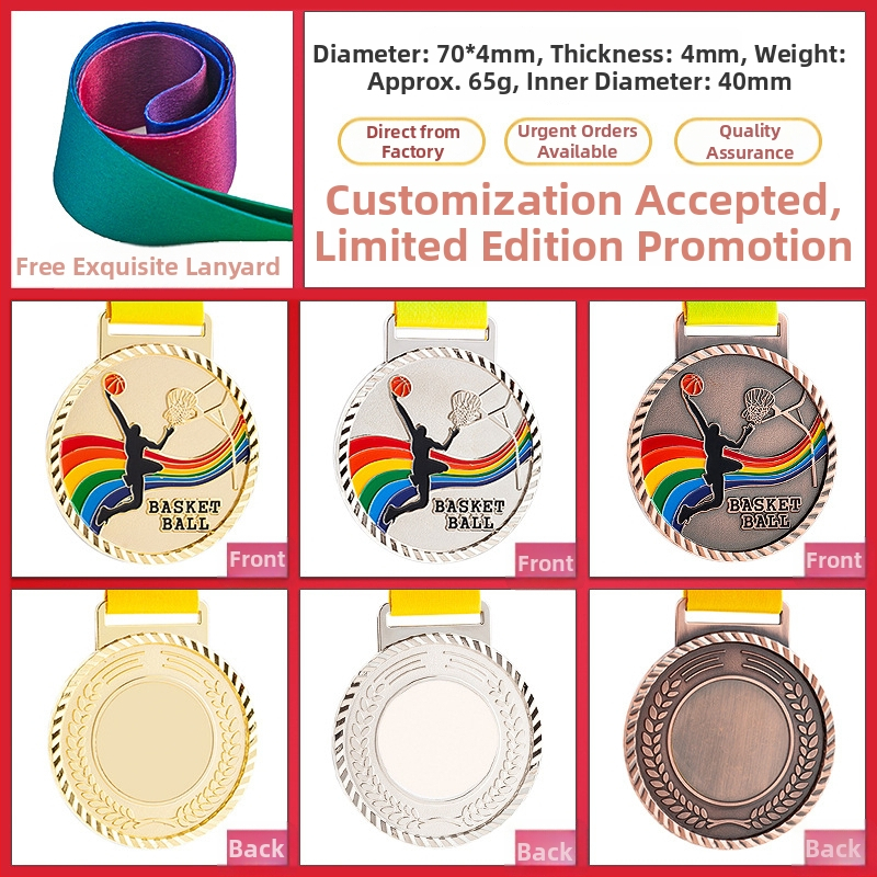 Medaila pre športové podujatia, prispôsobiteľná, zinková zliatina, potlačené logo, hmotnosť 30–70 g