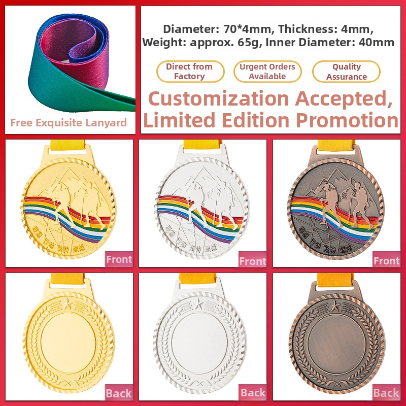 Medaila pre športové podujatia, prispôsobiteľná, zinková zliatina, potlačené logo, hmotnosť 30–70 g