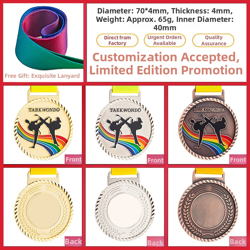 Medaila pre športové podujatia, prispôsobiteľná, zinková zliatina, potlačené logo, hmotnosť 30–70 g