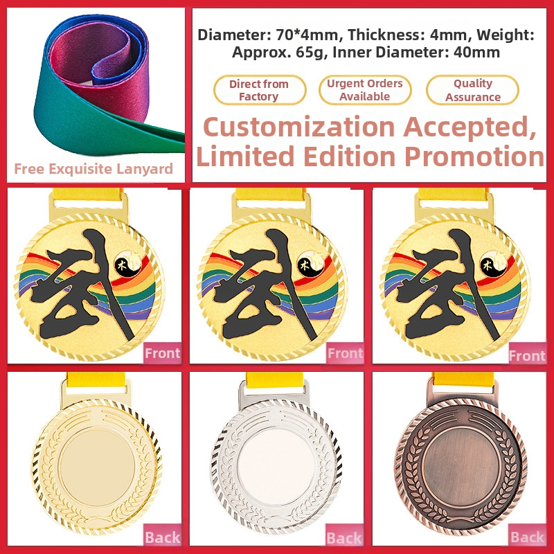 Medaila pre športové podujatia, prispôsobiteľná, zinková zliatina, potlačené logo, hmotnosť 30–70 g