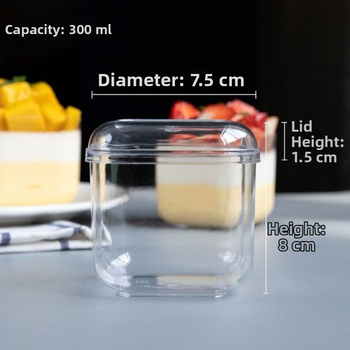 Jednokratna četvrtasta posuda za desert s poklopcem, PS plast, injekcijsko oblikovana, prilagodljiva, opća ambalaža