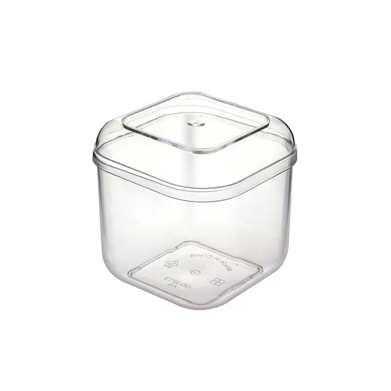 Jednokratna četvrtasta posuda za desert s poklopcem, PS plast, injekcijsko oblikovana, prilagodljiva, opća ambalaža