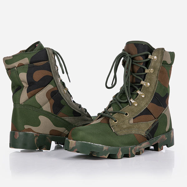 Pantofi de drumeție cu gheată înaltă: suprafața din pânză, respirabili, talpă mediană din cauciuc, șireturi în față