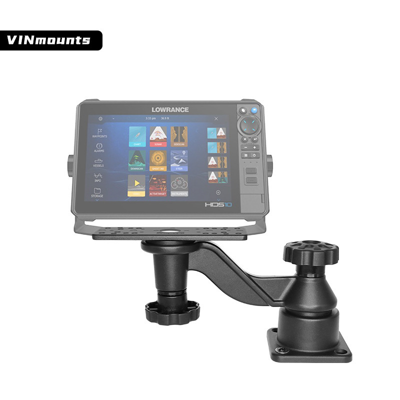 Suport pentru echipament de pescuit marin – aliaj de aluminiu marin, braț orizontal rotativ, compatibil Garmin/Lawrence