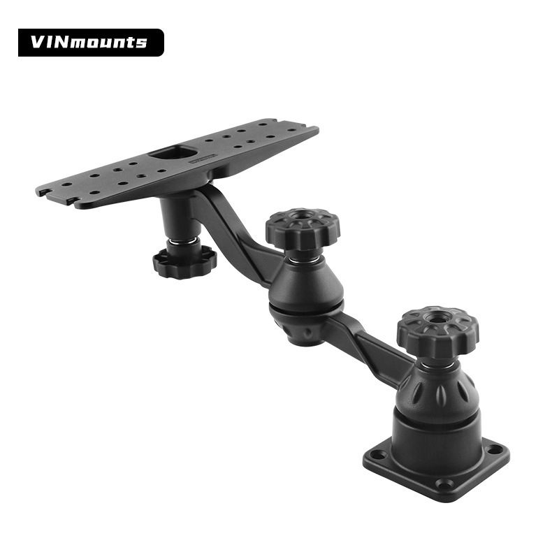 Suport pentru echipament de pescuit marin – aliaj de aluminiu marin, braț orizontal rotativ, compatibil Garmin/Lawrence
