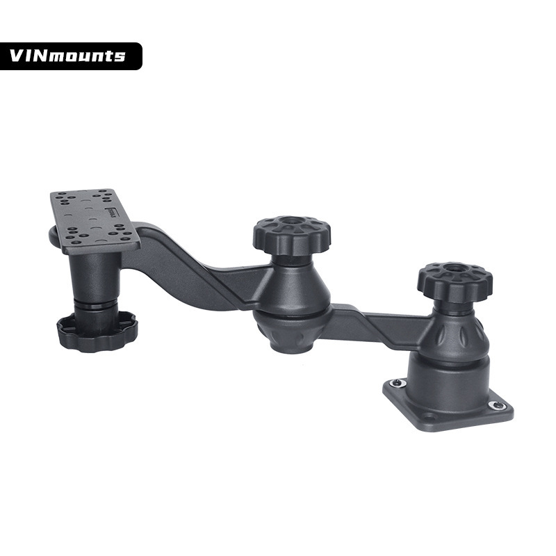 Suport pentru echipament de pescuit marin – aliaj de aluminiu marin, braț orizontal rotativ, compatibil Garmin/Lawrence
