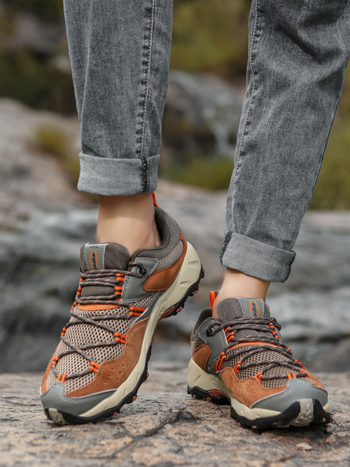 Pantofi de drumeție, partea superioară din piele și plasă, talpă intermediară Phylon, talpă din cauciuc rezistentă la uzură, gleznă joasă, respirabili pentru toate anotimpurile