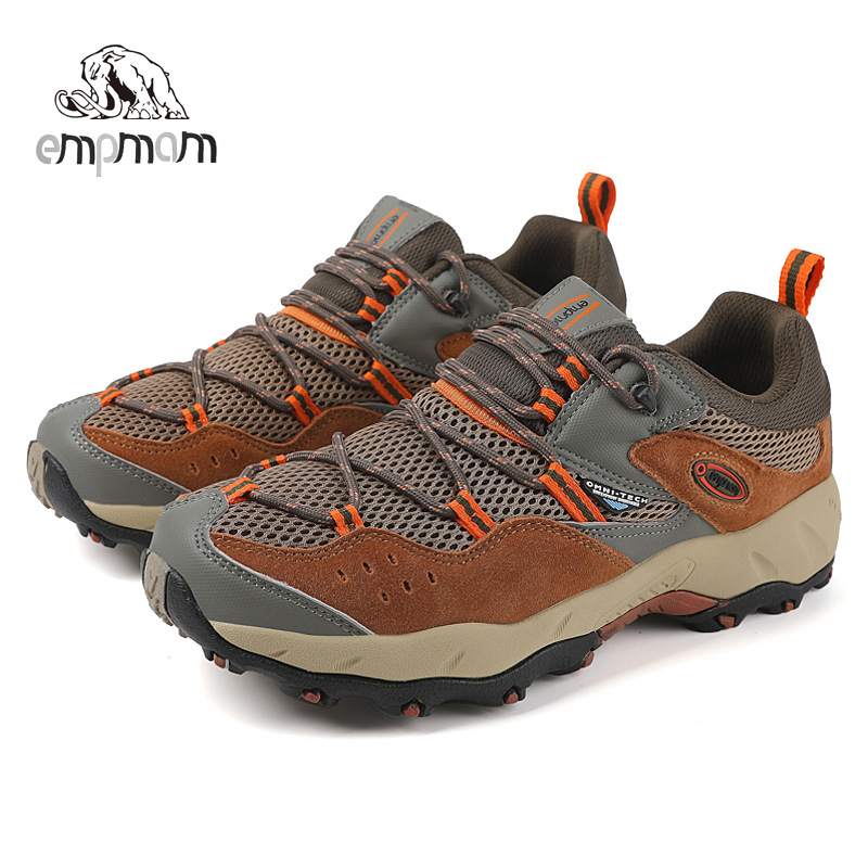 Pantofi de drumeție, partea superioară din piele și plasă, talpă intermediară Phylon, talpă din cauciuc rezistentă la uzură, gleznă joasă, respirabili pentru toate anotimpurile