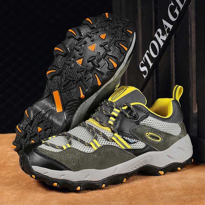 Pantofi de drumeție, partea superioară din piele și plasă, talpă intermediară Phylon, talpă din cauciuc rezistentă la uzură, gleznă joasă, respirabili pentru toate anotimpurile