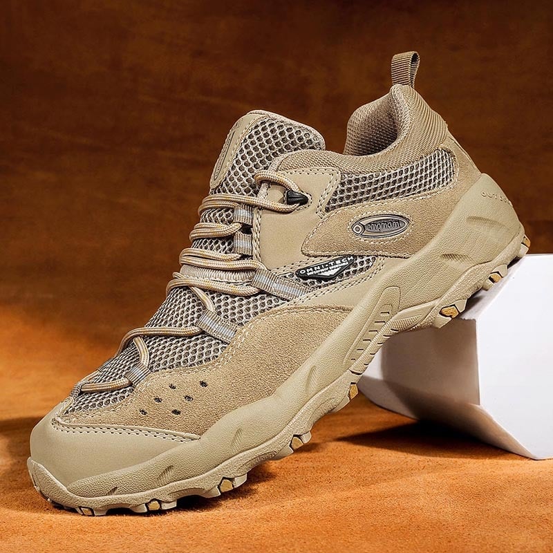 Pantofi de drumeție, partea superioară din piele și plasă, talpă intermediară Phylon, talpă din cauciuc rezistentă la uzură, gleznă joasă, respirabili pentru toate anotimpurile