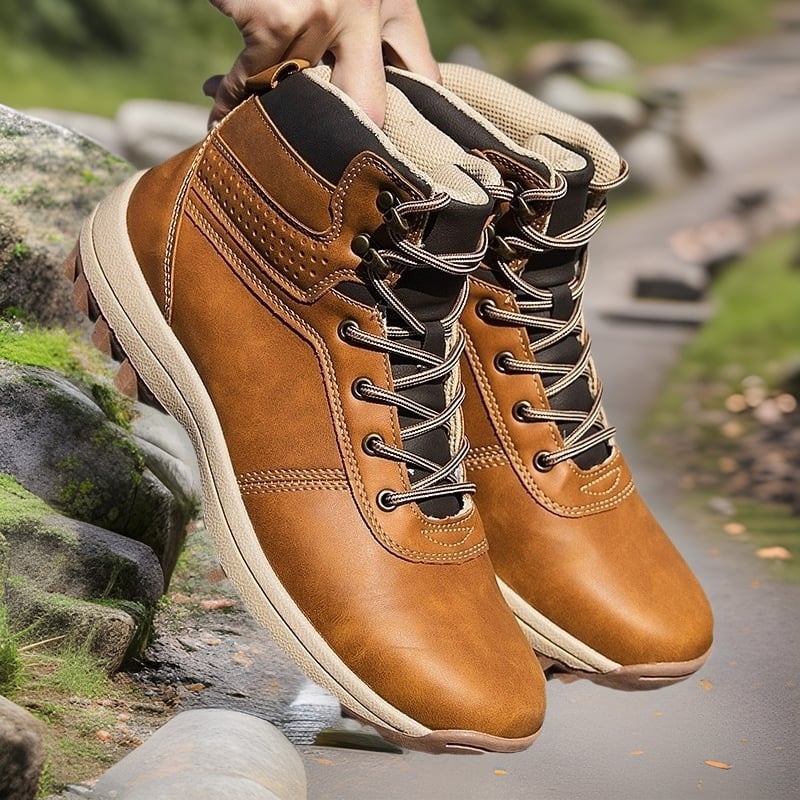 Pantofi de drumeție pentru iarnă, de înălțime medie, partea superioară din PU artificial, talpă din cauciuc cu aderență anti‑alunecare, căptușeală din pluș artificial, înălțime a tocului 3–5 cm