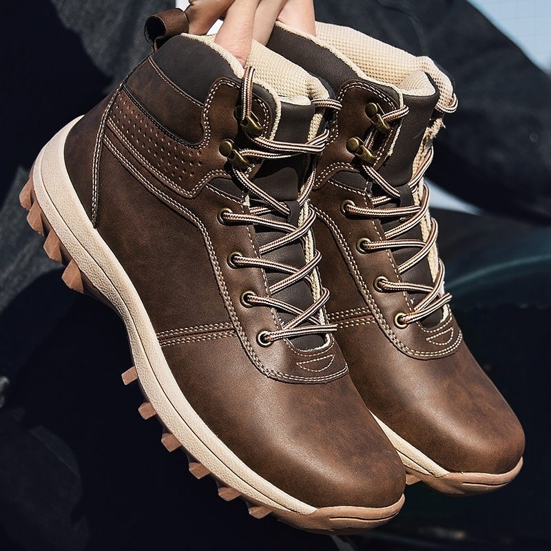 Pantofi de drumeție pentru iarnă, de înălțime medie, partea superioară din PU artificial, talpă din cauciuc cu aderență anti‑alunecare, căptușeală din pluș artificial, înălțime a tocului 3–5 cm