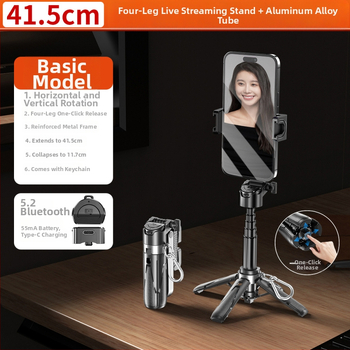 Telefon Selfie Štapić Tripod Bluetooth, Proširiv, Daljinsko Upravljanje, Stabilizacija Slike, Legura