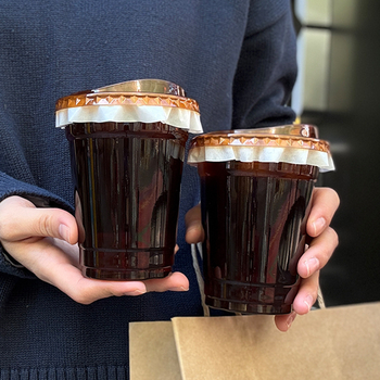 Pahar de unică folosință PET pentru băuturi reci cu capac, imprimare logo, prelucrare personalizată, 301-400 mL