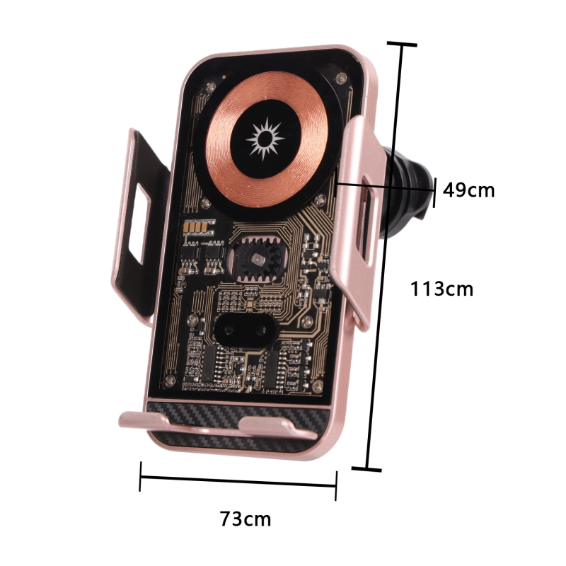 Suport magnetic pentru telefon în mașină pentru navigație și smartphone, cu încărcare wireless de 15W, clemă electrică, senzor inteligent și montaj pe orificiile de ventilație