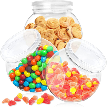 Plastična posuda za slatkiše s poklopcem; Materijal: PET; Model: plastična boca sa širokim otvorom; Opće pakiranje; Ispisan logo
